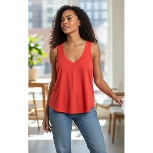 We‎ The Free Red V Neck Tank Top Casual Everyday Summer Essential Size Medium